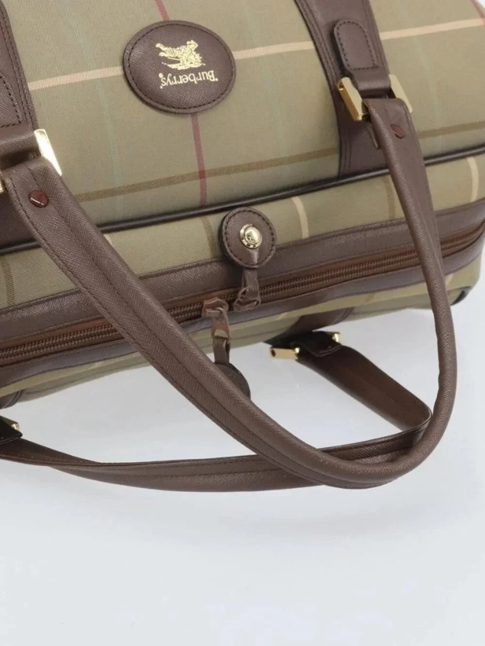 Burberrys Nova Check Boston Bag Canvas Beige Gold - Picture 8 of 16